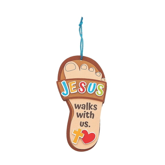 Fun Express Jesus Walks With Us Sandal Craft Kit – Includes Craft Materials for Customization Ideal for Religious Education Sunday School Projects and Creative Fun Multi-Color 12 Pieces