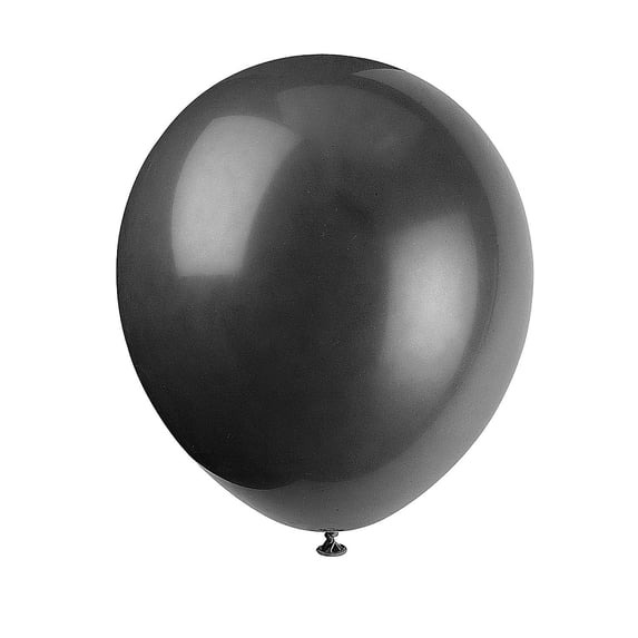 Unique Industries Latex 12" Black Solid Print Birthday Balloons, 72 Count