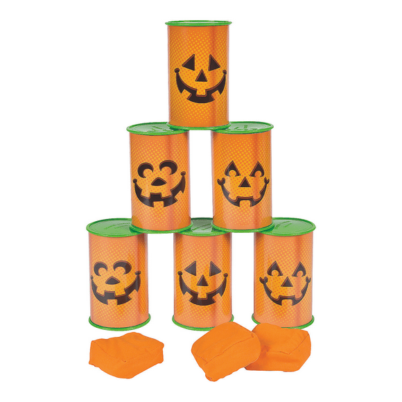 Fun Express Jol Can Toss Game Orange Halloween Party Favors, 9 Count