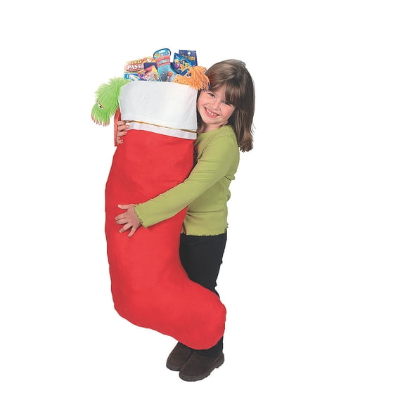 Fun Express Jumbo Felt Stocking for Christmas, Unique Gifts, Seasonal Home Decor, 1 Piece, 16" X 45"