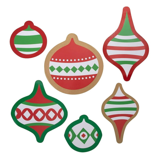 Fun Express Jumbo Glitter Christmas Ornament Cutouts - 6 Pc
