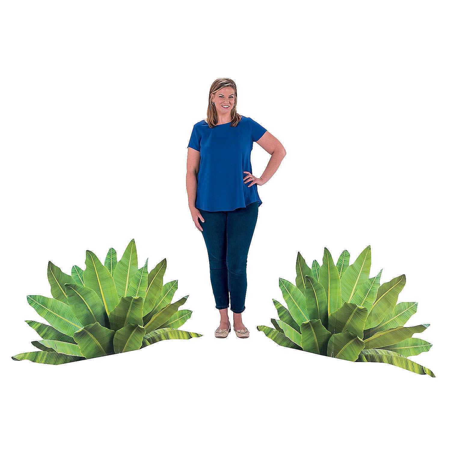 Fun Express Jungle Greenery Stand-Up Party Decor - Vibrant Tropical Leaves for Themed Parties Weddings Events & Celebrations - Perfect for Indoor & Outdoor Use Jungle Tropical-Themed Decor - 2 Pieces