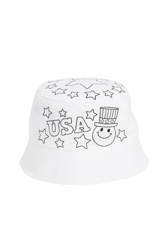 Kids Color Your Own Patriotic Bucket Hats - 12 Pc