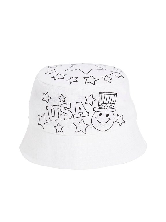 Kids Color Your Own Patriotic Bucket Hats - 12 Pc