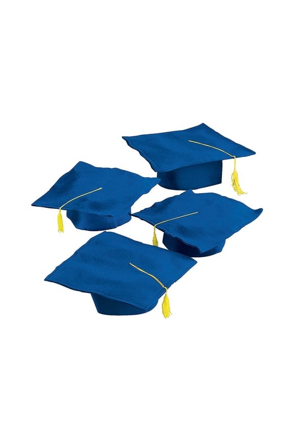 Kids’ Blue Felt Elementary School Graduation Mortarboard Hats - 36 Pieces