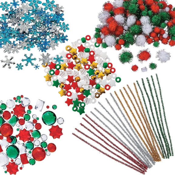 Fun Express Kids’ Christmas Crafting Supply Kit - 1500 Pc