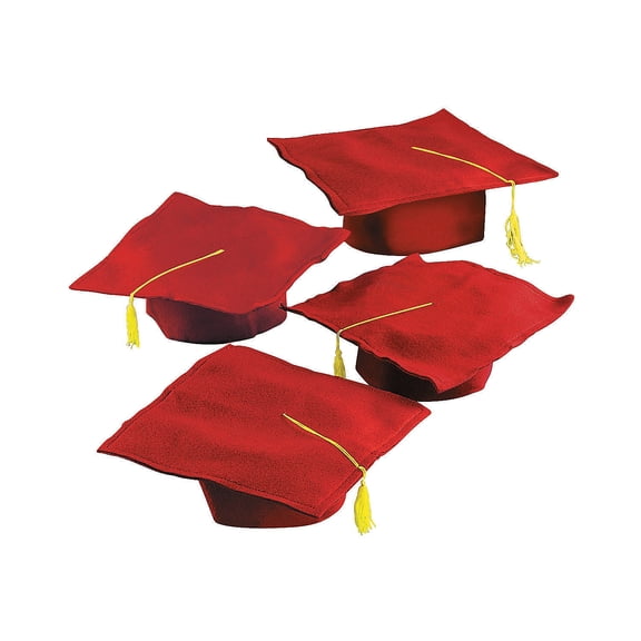 Fun Express Kids’ Red Felt Elementary School Graduation Mortarboard Hats - 36 Pieces
