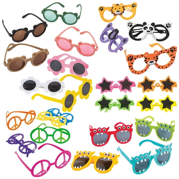 Fun Express Kids Shaped Glasses Assortment - Bulk 72 Pc