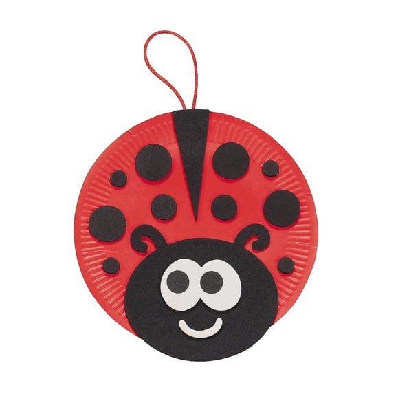 Fun Express Ladybug Paper Plate Craft Kit - Colorful DIY Hanging Decor for Spring Craft Projects - Perfect for Kids' Creative Fun Seasonal Decorations & Classroom Activities - 12 Pieces