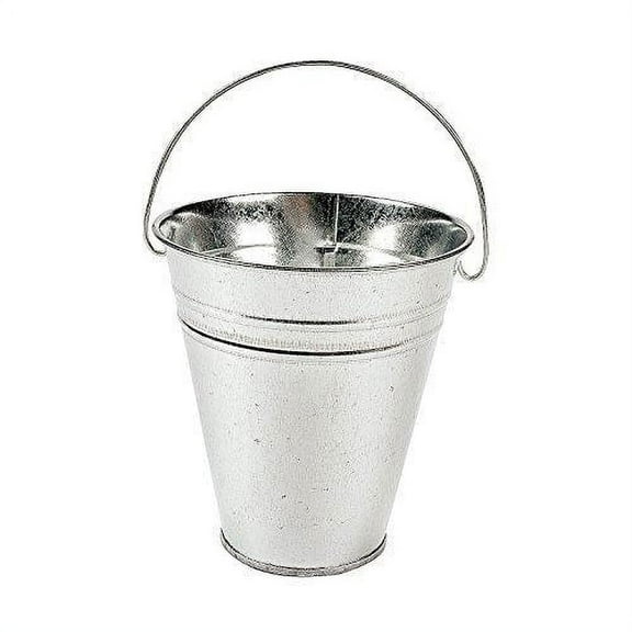 Fun Express Large Galvanized Buckets - Versatile and Durable Party Decor & Storage Containers for Weddings Receptions Showers Events DIY Projects Crafting - Perfect for Rustic Celebrations - 12 Piece