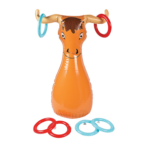 Fun Express "Lasso the Steer" Ring Toss Game - Cowboy Theme - Party Games - Toys - 7 Pieces
