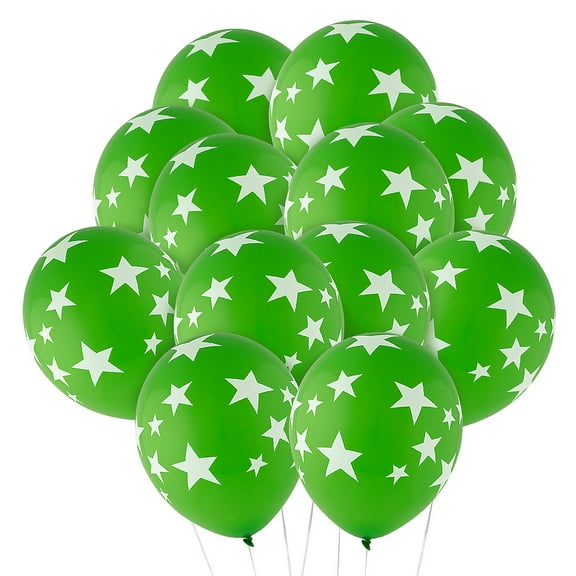 Fun Express Latex Balloons Green with White Stars 11" 24 Pc