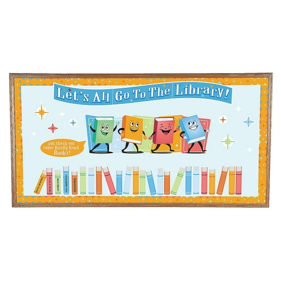 Fun Express Lets All Go to the Library Bulletin Board Set - 59 Pieces