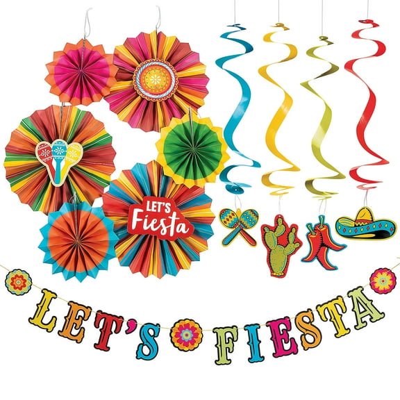 Fun Express Let’s Fiesta Room Decorating Kit - 19 Pieces