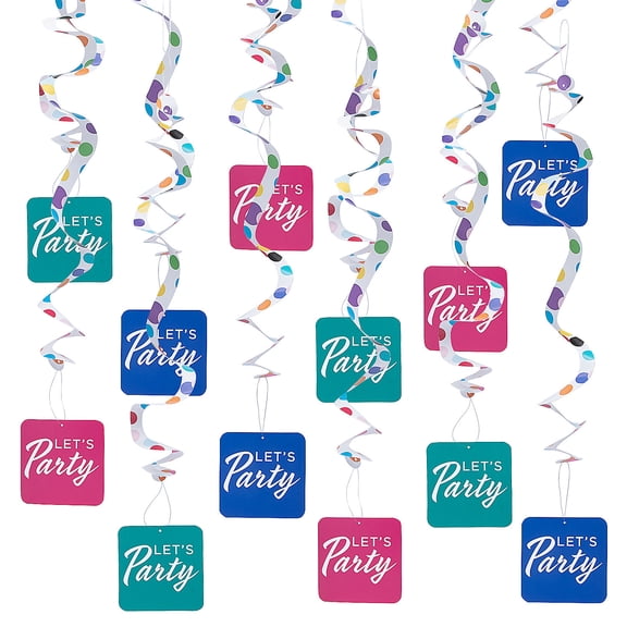 Fun Express Lets Party Polka Dot Hanging Swirls - 12 Pc
