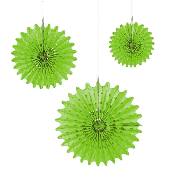 Fun Express - Lime Green Tissue Hanging Fan Asst - Party Decor - Hanging Decor - Tissue - 12 Pieces