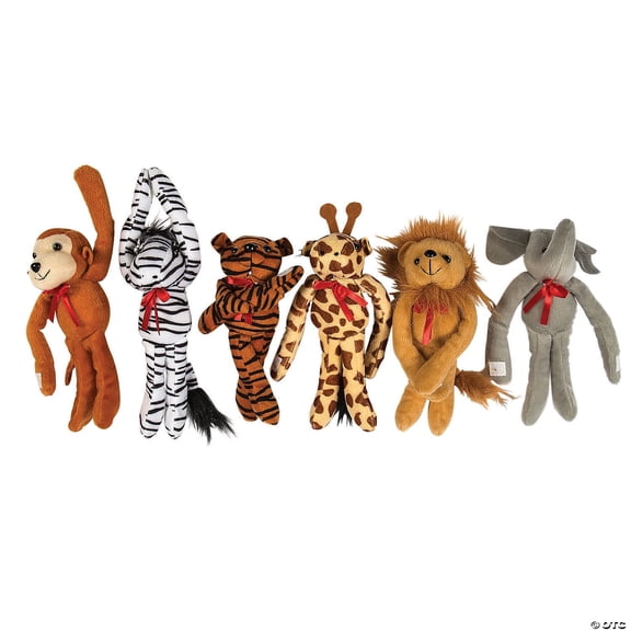 Fun Express Long Arm Zoo Stuffed Animals - 6 Pieces