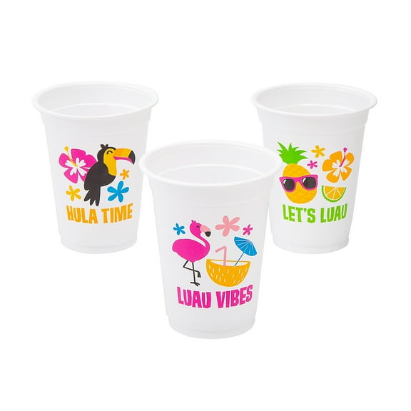 Fun Express Luau Sayings Disposable Plastic Cups Bulk 50 Ct