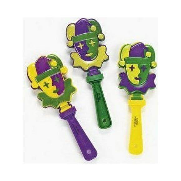 Fun Express Mardi Gras Hand Clappers (set of 12) Fun Party Supplies and Noise Makers for Kids and Adults