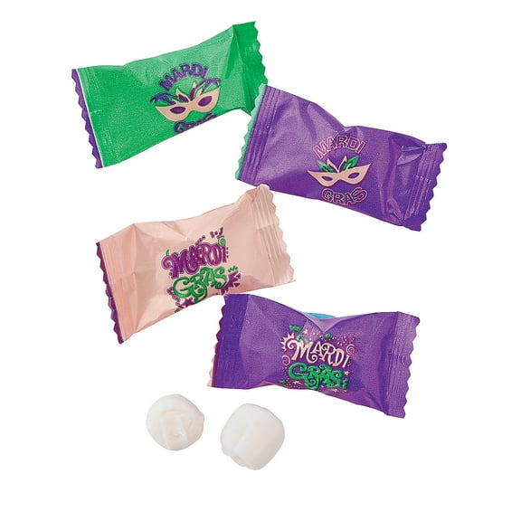 Fun Express - Mardi Gras Wrapped Buttermints (lb) for Mardi Gras - Edibles - Mints - Buttermints - Mardi Gras - 108 Pieces