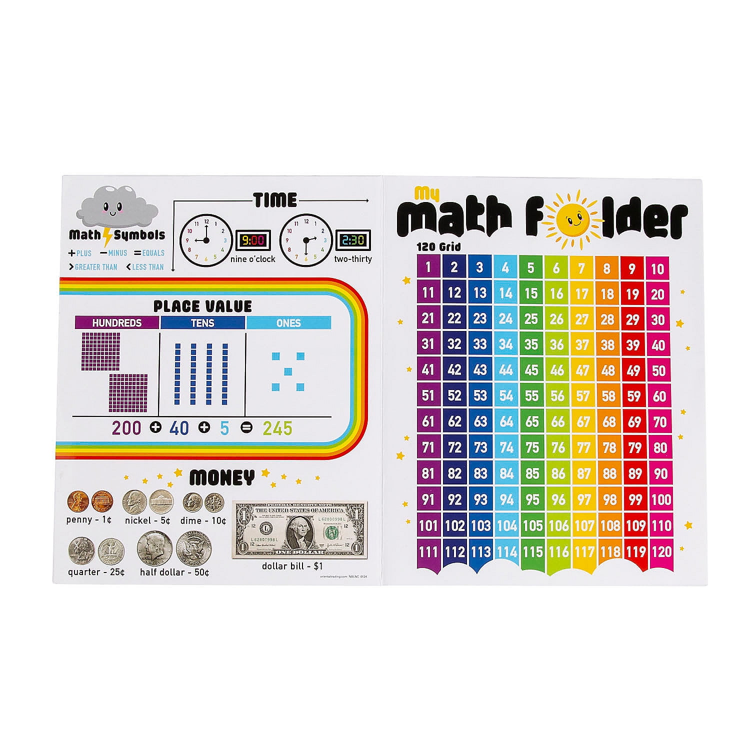 Fun Express Math Reference Pocket Folders - 12 Pieces