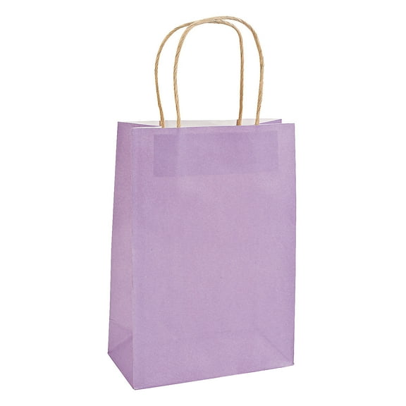 Fun Express - Med Lilac Craft Bags for Wedding - Party Supplies - Bags - Paper Gift W & Handles - Wedding - 12 Pieces