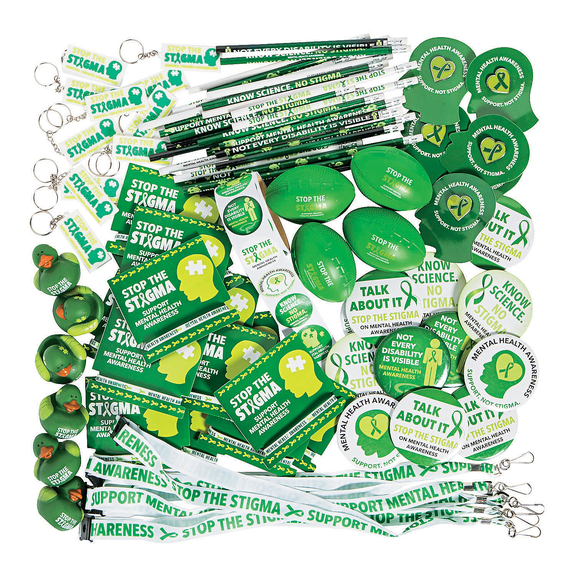 Fun Express Mental Health Awareness Items, Boost Mental Health Awareness with 250 Inspiring Pieces, Empower Minds from Awareness to Action, Raising Voices, Supporting Minds, Stop The Stigma