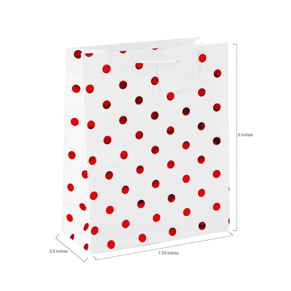 Fun Express Metallic & Polka Dot Gift Bag Kit Medium 7 1/2" x 9" - 24 Pc