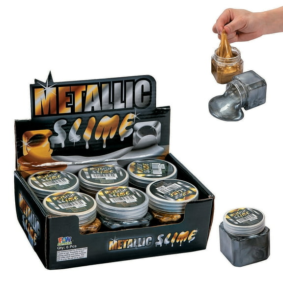 Fun Express Metallic Slime, Age Range 3 - 7 Years, Gold & Silver, 6 Count