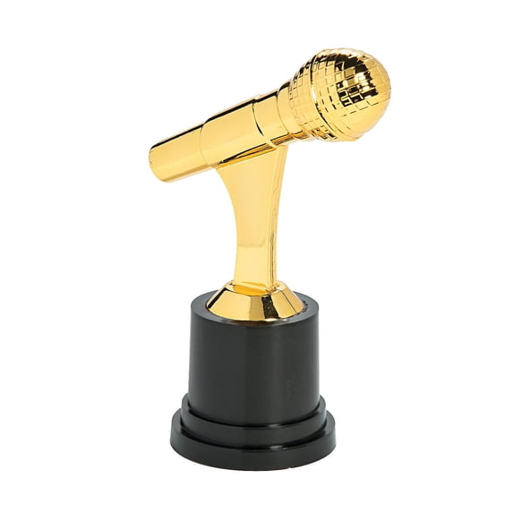 Fun Express Microphone Trophy Gold Plastic 12 Pieces