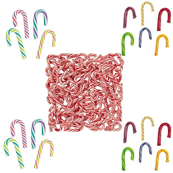 Fun Express Mini Colorful Candy Cane Assortment - Bulk 300 Pc