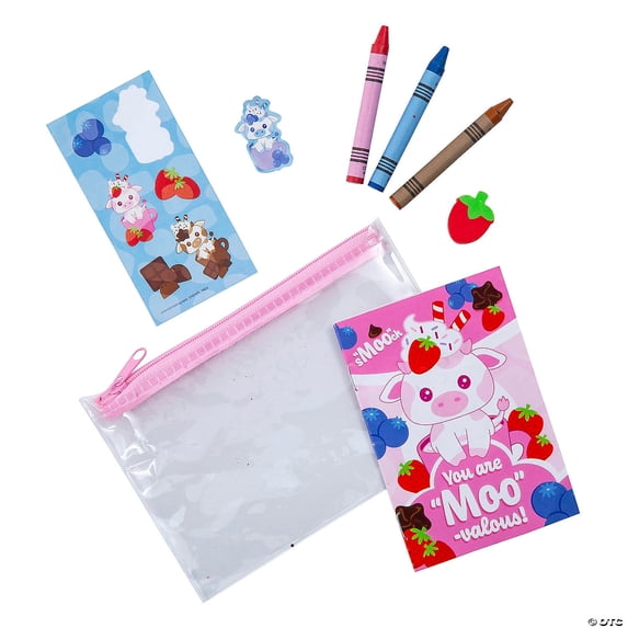 Fun Express Mini Flavor Cows Stationery Sets - 12 Pieces