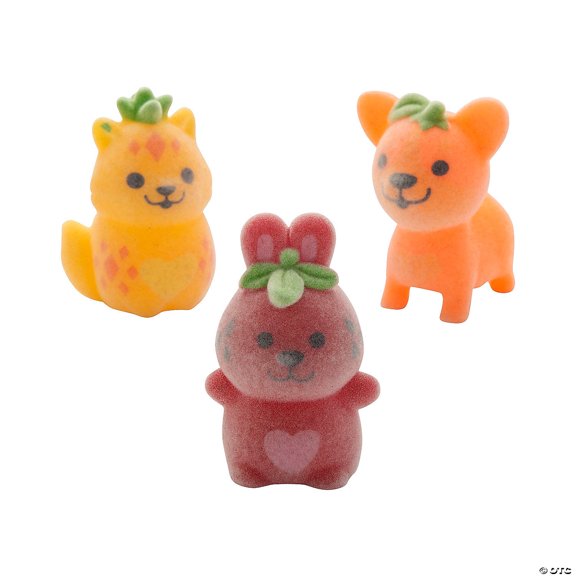 Fun Express Mini Flocked Cute Fruit Animals  24 Pieces