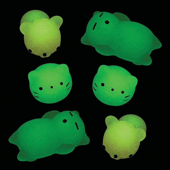 Fun Express Mini Glow-in-the-Dark Mochi Squishies - 6 Pieces