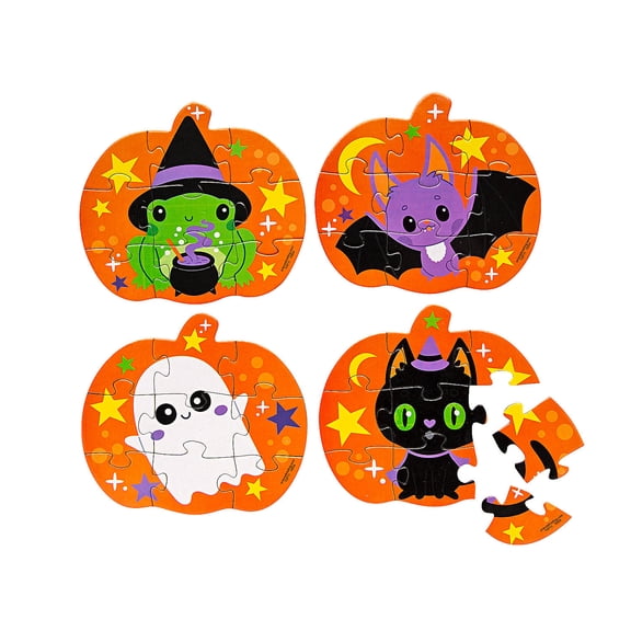 Fun Express Mini Halloween Pumpkin Jigsaw Puzzles - 12 Puzzles