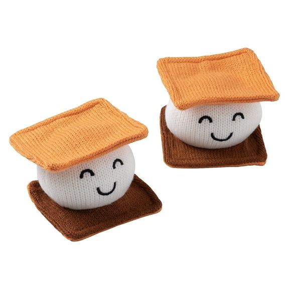 Fun Express Mini Happy Smores Decorative Pieces - Tan, Brown & White Knit 2 3/4" x 1 3/4" Perfect for Craft Projects Party Decor Events & Celebrations - Holiday Decor Parties & More - 12 Pieces