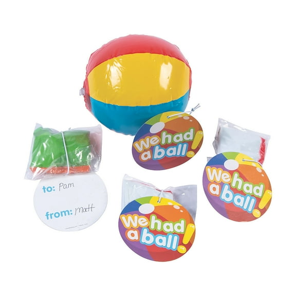 Fun Express Mini Inflatable 5" Classic Beach Balls with Card - 12 Pieces