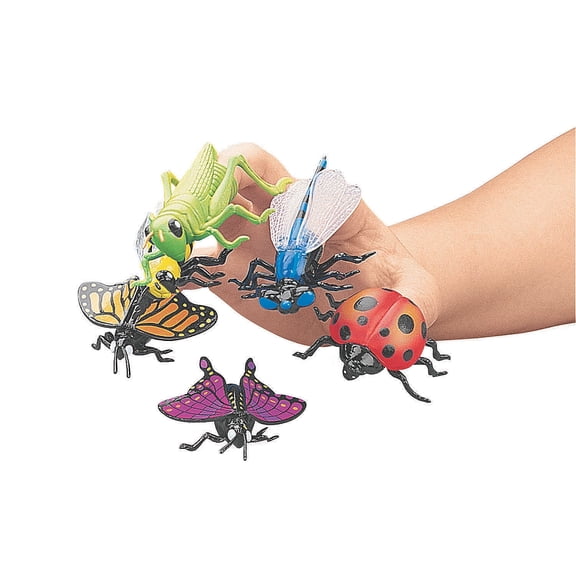 Fun Express Mini Insect Finger Puppets Set - Fun and Colorful Educational Toys for Kids Perfect for Playtime Learning Creative Play and Storytelling Activities Parties & Interactive Fun - 6 Pieces