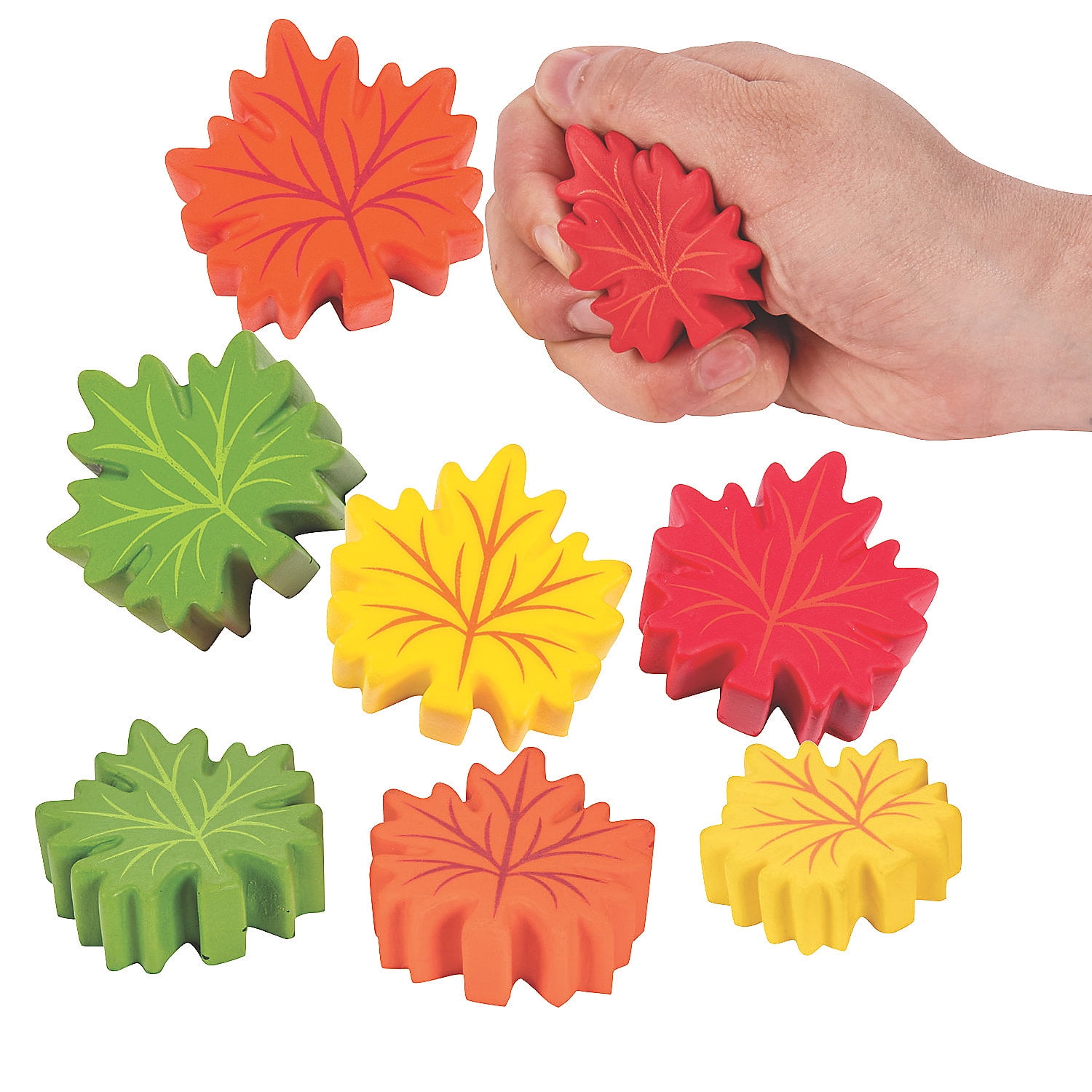 Fun Express Mini Leaf-Shaped Stress Toys - Bulk 48 Pc