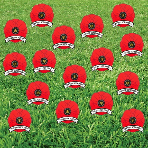 Fun Express Mini Memorial Day Poppy Yard Signs Bulk 24 Pc
