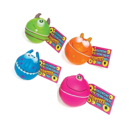 Fun Express Mini Monster Stress Ball Valentine Exchanges with Card for 12