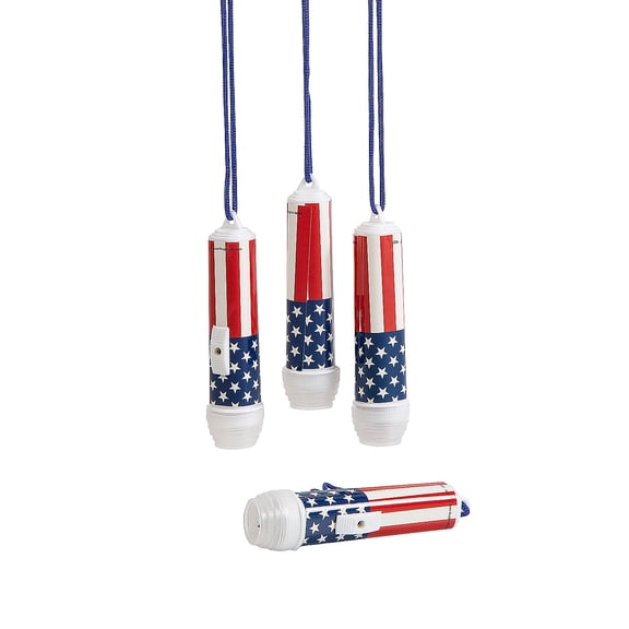Fun Express Mini Patriotic Flashlights on a Rope - 12 Pieces
