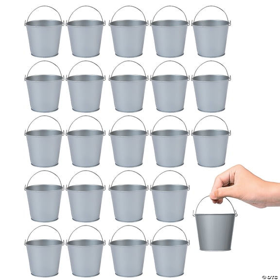 Bulk 48 Pieces Mini Silver Metal Pails