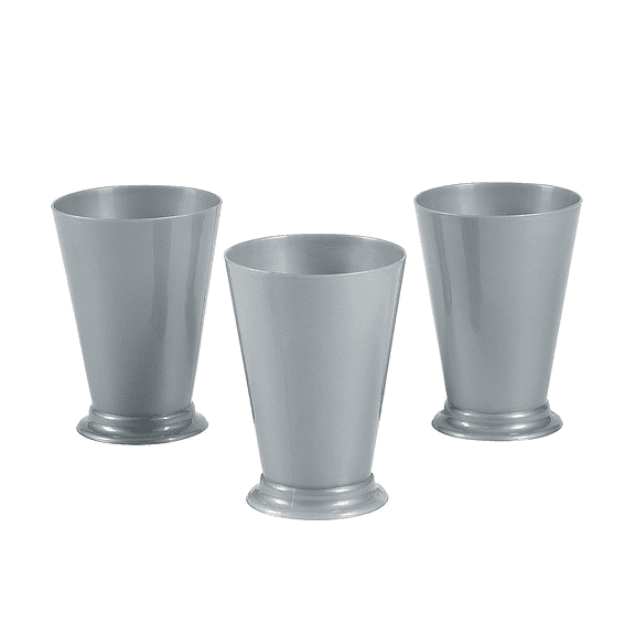 Fun Express Mint Julep Disposable Plastic Cups, 10 oz, Silver, 12 Count