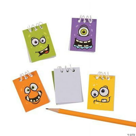 Fun Express Monster Face Mini Notepads Multi-color Cocktail Party Favors, 48 Count