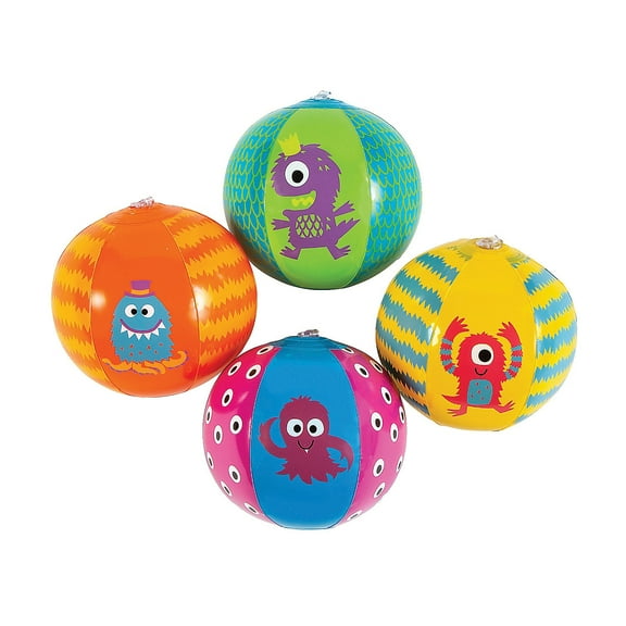 Fun Express - Monster Mini Beach Ball - Toys - Inflates - Mini Beach Balls - 12 Pieces