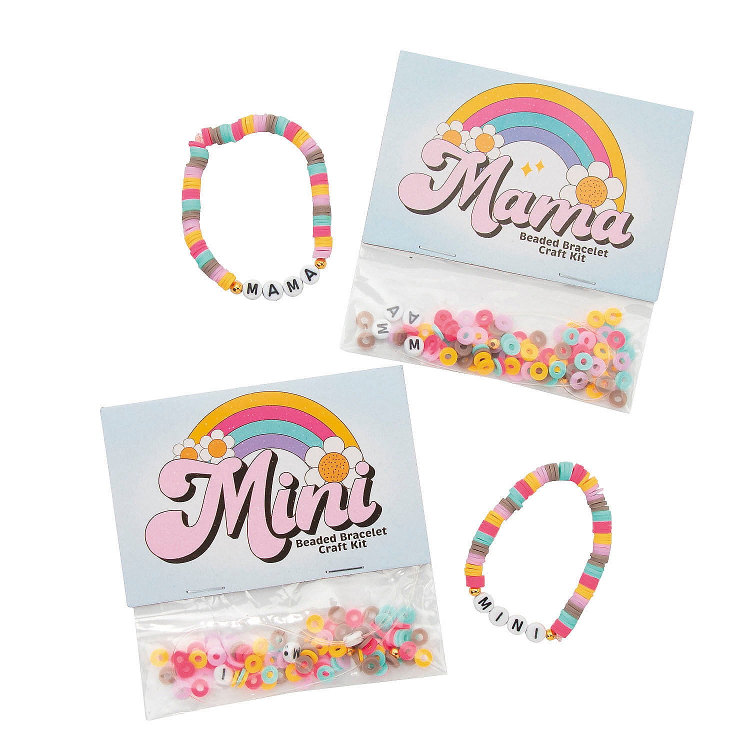 Fun Express Mother's Day Mama & Mini Beaded Bracelet Craft Kit - Makes 12