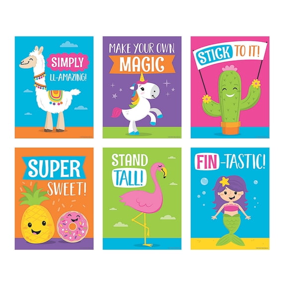 Fun Express Motivational Trend Poster Set - 6 Pieces - Educational and Learning Activities for Kids