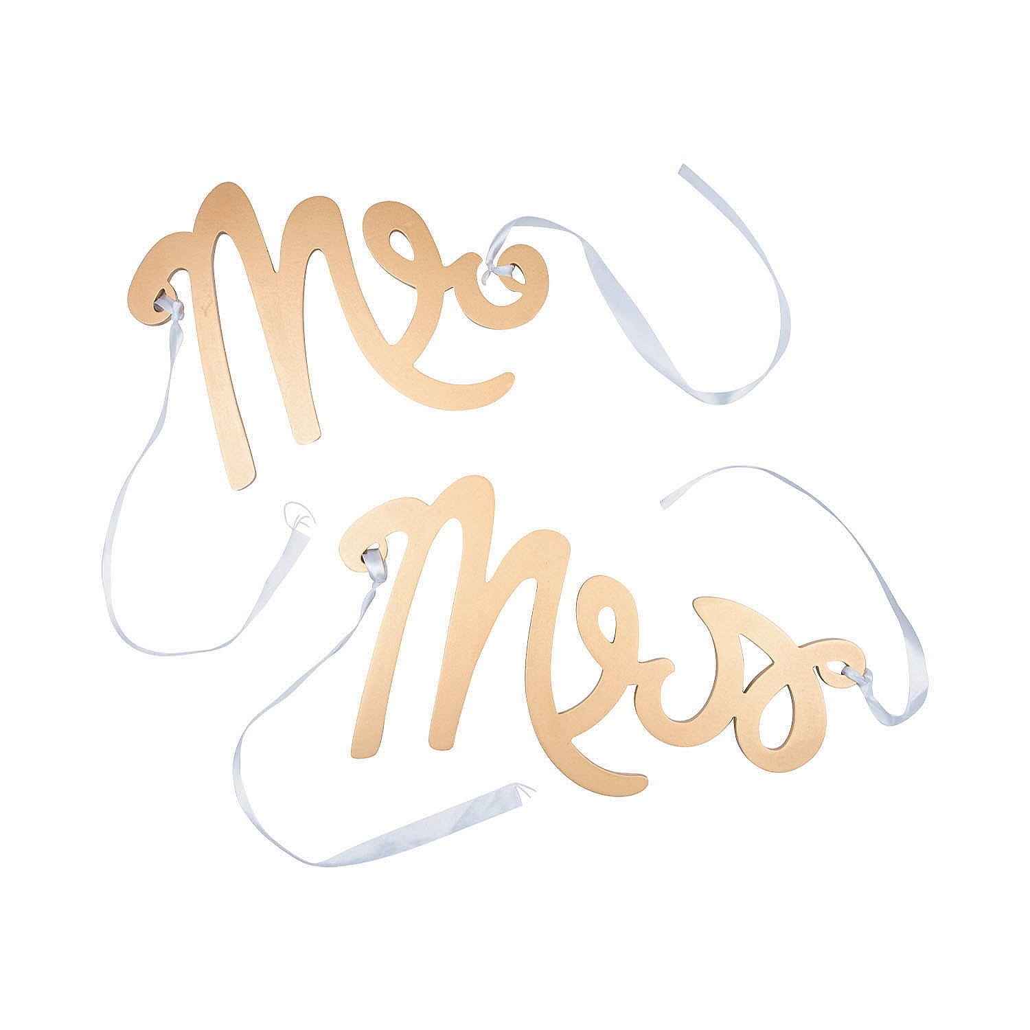 Fun Express Mr. & Mrs. Gold Calligraphy Chair Signs - 2 Pieces