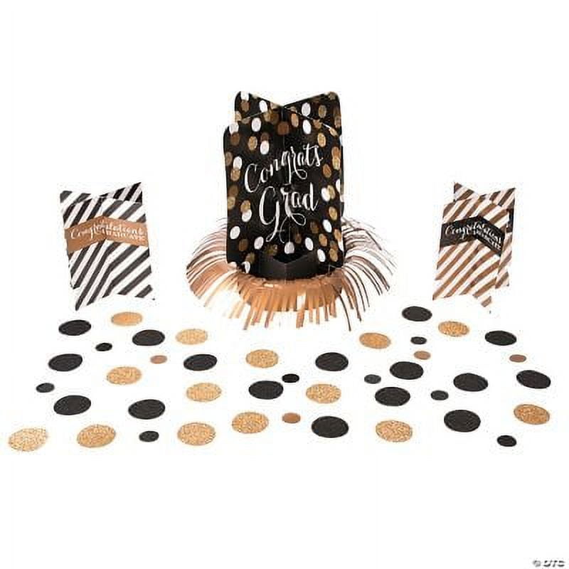 Black and Gold Graduation Table Decoration Kit with Confetti